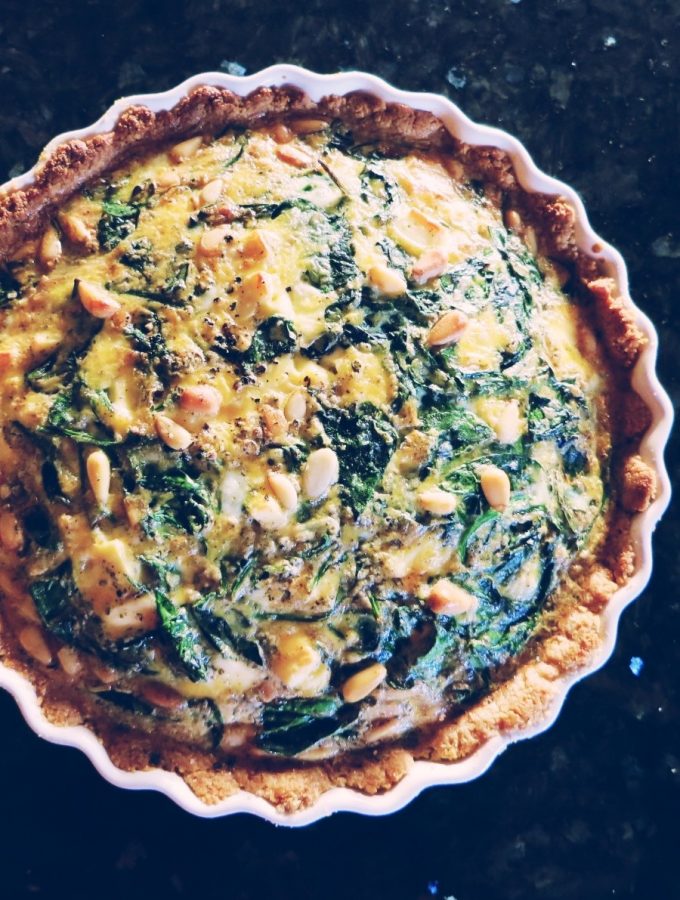 Spinach & Feta Quiche with Almond Crust