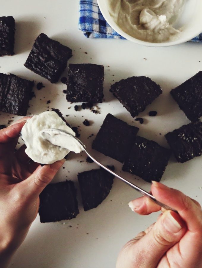 Carob Brownies with Coconut Cream