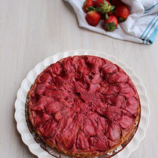 upside down strawberry almond cake