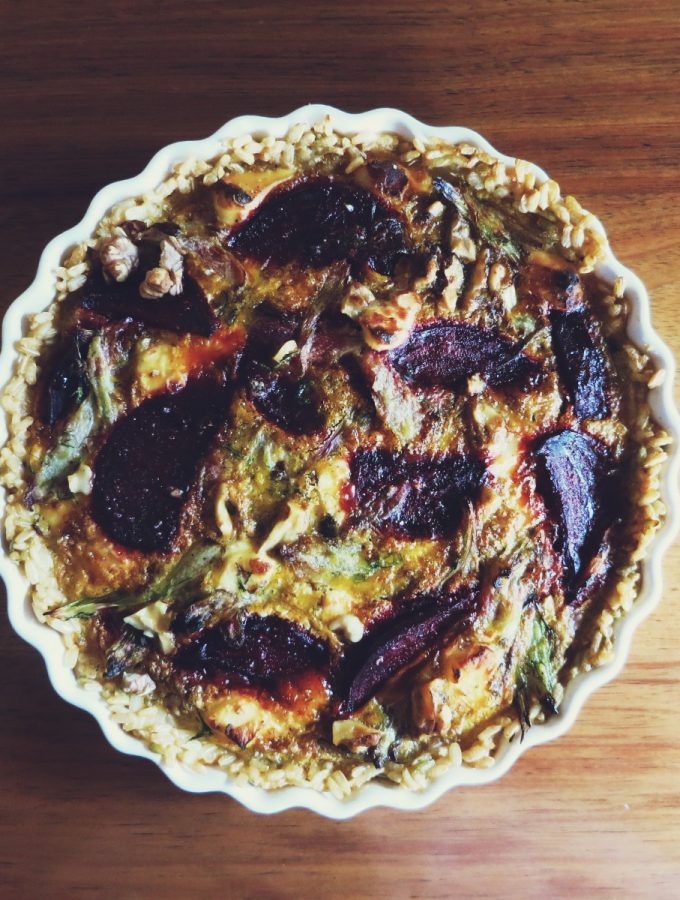 Balsamic Beetroot & Caramelised Fennel Tart with Brown Rice Crust