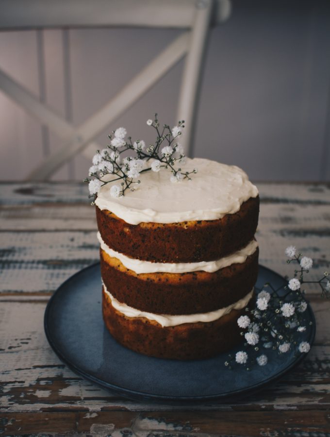 Orange & Poppy Seed Layer Cake with Cream Cheese Frosting
